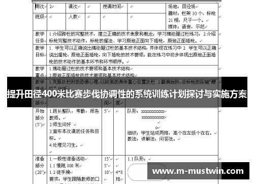 提升田径400米比赛步伐协调性的系统训练计划探讨与实施方案