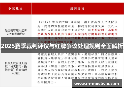 2025赛季裁判评议与红牌争议处理规则全面解析